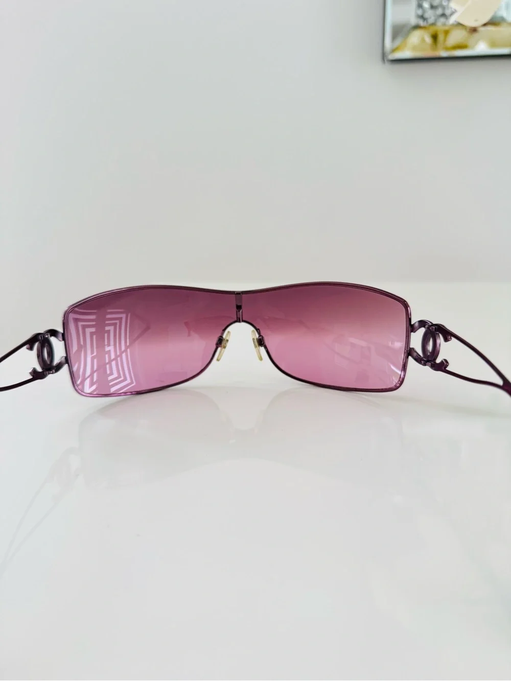 RARE 💫 VINTAGE Chanel Authentic purple CC crystal rimless sunglasses